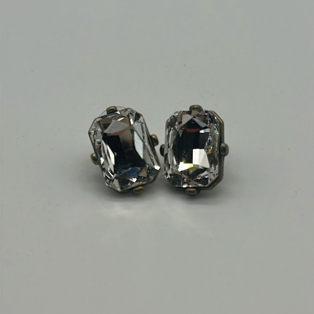 Joan Rivers Vintage Clear Crystal Rhinestone Post Earrings